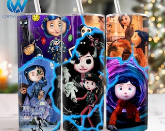 Envoltura para vaso delgado de 20 oz con personajes de películas de terror, vaso delgado de 20 oz con películas de Halloween, envoltura para vaso recto y cónico de Halloween