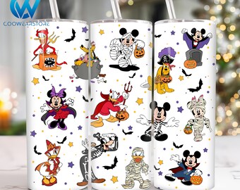 Películas Personajes de terror Diseño de sublimación de vaso flaco de 20 oz, Películas de Halloween Vaso flaco de 20 oz Png, Envoltura de vaso recto y cónico