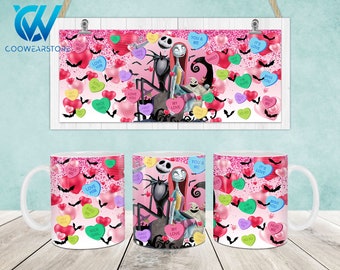 Valentines Cartoon Mug Wrap, 11oz & 15oz Mug Template, Valentines 11oz Mug Png, 15oz Mug Png, Mug Designs, Mug Sublimation Design