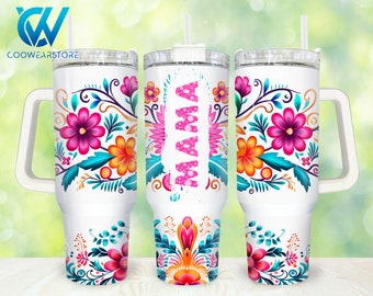 Mejor mamá de todos los tiempos 40oz Tumbler Wrap Png, Floral Mama 2 piezas 40 oz Tumbler Png, Retro Mothers Day 40oz Tumbler Png Diseños de sublimación