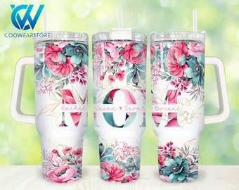 Añadir nombre de los niños mamá 40oz vaso envoltura png, floral mamá 2 piezas 40 oz vaso png, retro día de las madres 40oz vaso png diseños de sublimación