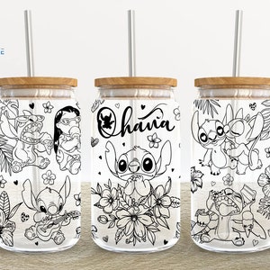 Cartoon Characters 16oz Glass Can Wrap, Cartoon 16 oz Glass Can Png, 16 oz Libbey Glass Can Wrap, 16 oz Tumbler Wrap Png, Sublimation Design