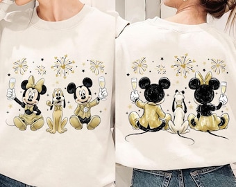 Happy New Year 2026 Png, Trendy New Year's Eve Png, Mouse And Friends New Year Shirt Design Png, New Year Matching Png, Mouse New Years 2026