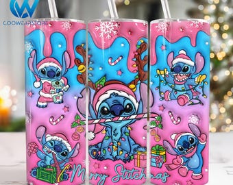 3D Inflated Christmas 20 oz Skinny Tumbler Sublimation, Merry Christmas 20oz Tumbler Png, Christmas Straight and Taper Tumbler Wrap