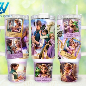 Princess and Prince 40oz Tumbler Wrap Png, Cartoon Characters 2 pieces 40 oz Tumbler Png, Princess Cartoon 40oz Tumbler Png Sublimation