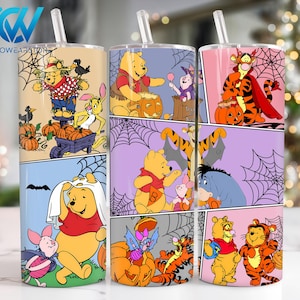 Halloween Character 20 oz Skinny Tumbler Wrap, Halloween Cartoon 20oz Skinny Tumbler Png, Halloween Straight and Taper Tumbler Wrap
