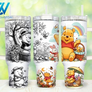 Cartoon Characters 40oz Tumbler Wrap Png, Bear and Friends 2 pieces 40 oz Tumbler Png, Bear Glitter 40oz Tumbler Png Sublimation Designs