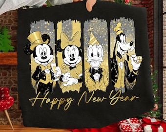 Happy New Year 2026 Png, Trendy New Year's Eve Png, Mouse And Friends New Year Shirt Design Png, New Year Matching Png, Mouse New Years 2026