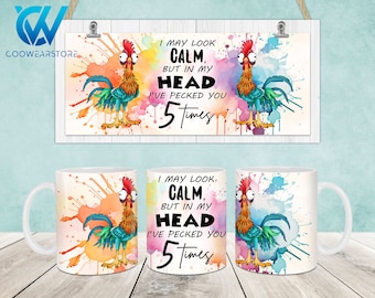 Sarcastic Funny Chicken Mug Wrap, 11oz & 15oz Mug Template, 11oz Mug Png, 15oz Mug Png, Mug Designs, Coffee Mugs, Mug Sublimation Design
