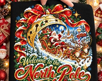 Santa Claus Bell PNG, Cute Reindeer Png, Welcome to the North Pole Png, Merry Christmas Png, Xmas Holiday Png, Trendy Christmas Png Digital
