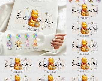 Pacote de camisetas personalizadas da Mamãe Urso PNG, Mamãe Est com nome da criança na manga PNG, Mamãe personalizada PNG, Presente de Dia das Mães, Dia das Mães PNG, Mamãe Urso