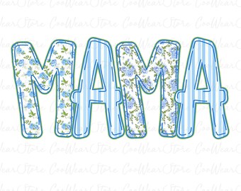 Blue Floral Mama Png, Blue Mama Png, Happy Mother's Day Png, Mother's Day Png, Retro Mama Png, Mom Life Png, Mama Png Gift, Preppy Mama Png