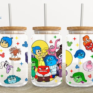 Cartoon Character 16oz Glass Can Wrap, Cartoon 16 oz Glass Can Png, Cartoon Emotions 16 oz Libbey Glass Can Wrap, 16 oz Tumbler Wrap Png