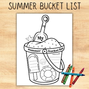 Lista de deseos de verano imprimible / Página para colorear de cubos / Registro de lectura imprimible de verano / Rastreador de lectura divertida de verano / Colorear de verano