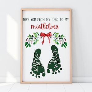 Mistletoe footprint craft | Baby handprint | Child handprint | Baby handprint art | Christmas handprint art | Baby handprint kit