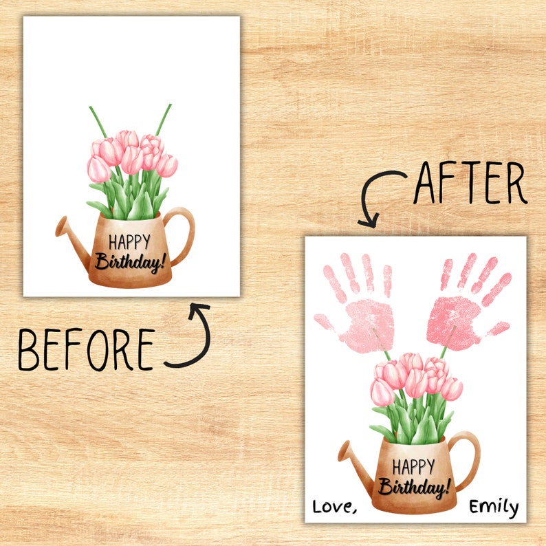 Happy Birthday Handprint Art Baby Handprint Birthday Card Printable
