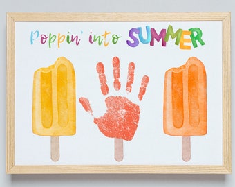 Summer popsicle handprint art | Popsicle art for kids craft | Summertime arts and crafts for preschool | Handprint 5 minute crafts
