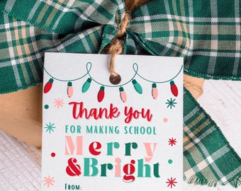 Christmas gift tags printable | Merry Christmas gift tag | Christmas teacher gift tag | Printable teacher gift tag