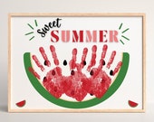 Summer handprint art craft | Watermelon arts and crafts | Summertime art for kids | Preschool teacher resources
