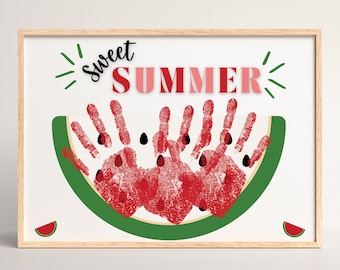 Summer handprint art craft | Watermelon arts and crafts | Summertime art for kids | Preschool teacher resources