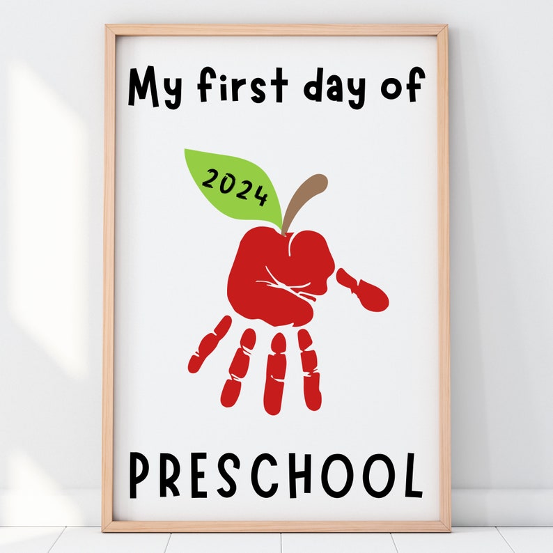 First Day of School Handprint Art Apple Handprint Preschool Sign ...
