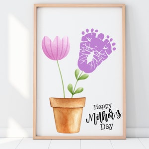 Muttertag 5 Minuten Bastelarbeiten | Handabdruck Kunst Blume Handwerk | Blumen Handabdruck Geschenk für Mama | Muttertag Karte Handabdruck Geschenk