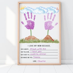 Tudo sobre minha mãe Presente de dia das mães | Artesanato pré-escolar para o dia das mães, arte de impressão manual | Cartão do dia das mães do handprint da flor | Presentes DIY para o dia das mães