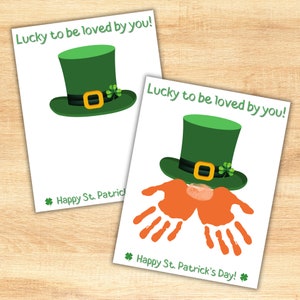Leprechaun Día de San Patricio Imprimible / Recuerdo de la huella de los niños / Recursos para maestros y padres / Manualidades para prekínder y jardín de infantes