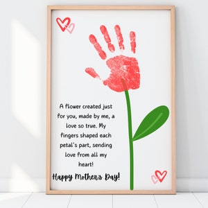 Muttertag 5 Minuten Basteln | Handabdruck-Kunst-Blumen-Handwerk | Blumen-Handabdruck-Geschenk für Mama | Muttertagskarte mit Handabdruck als Geschenk