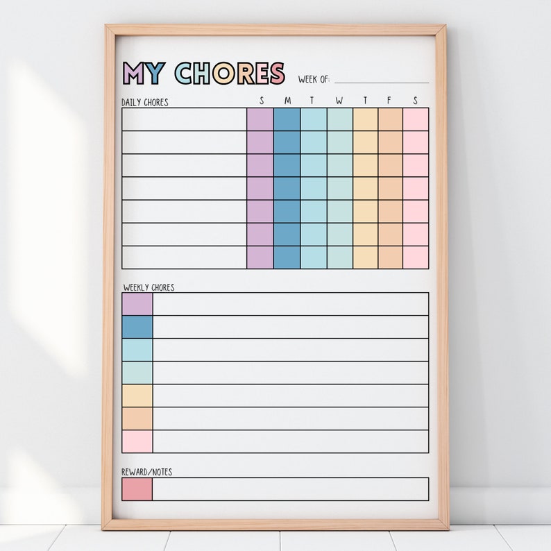 Chore Chart for Kids | Kids Chore Chart | Toddler Chore Chart ...