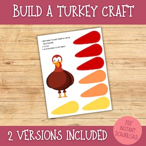 Build a Turkey Kids Craft | Printable Thanksgiving Craft | Printable Turkey Craft | Thanksgiving Printable | Thanksgiving Activity