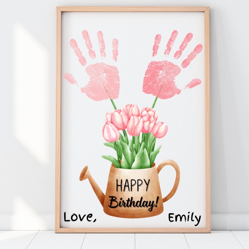 Happy Birthday Handprint Art Baby Handprint Birthday Card Printable