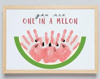 Summer handprint art craft | Watermelon arts and crafts | Summertime art for kids | One in a melon keepsake
