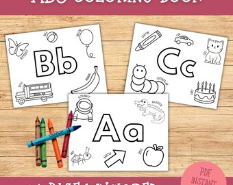 Actividades educativas / Hojas de trabajo para preescolar / Hojas de trabajo del abecedario / Libro para colorear ABC / Plan de estudios para preescolar