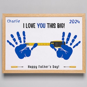 Maßband Vatertagskarte | Vatertag Handabdruck Kunst | Kita Geschenk für Papa | Maßband Handabdruck Karte