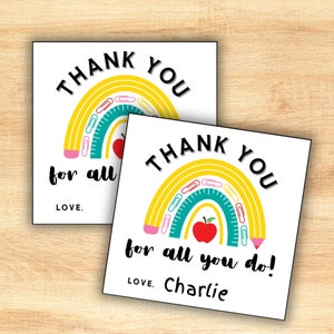 Etichette regalo arcobaleno / Regalo per l'insegnante, Regalo principale, Etichette di ringraziamento PTO / Etichette stampabili per regali dell'insegnante / Etichetta regalo dell'ultimo giorno di scuola