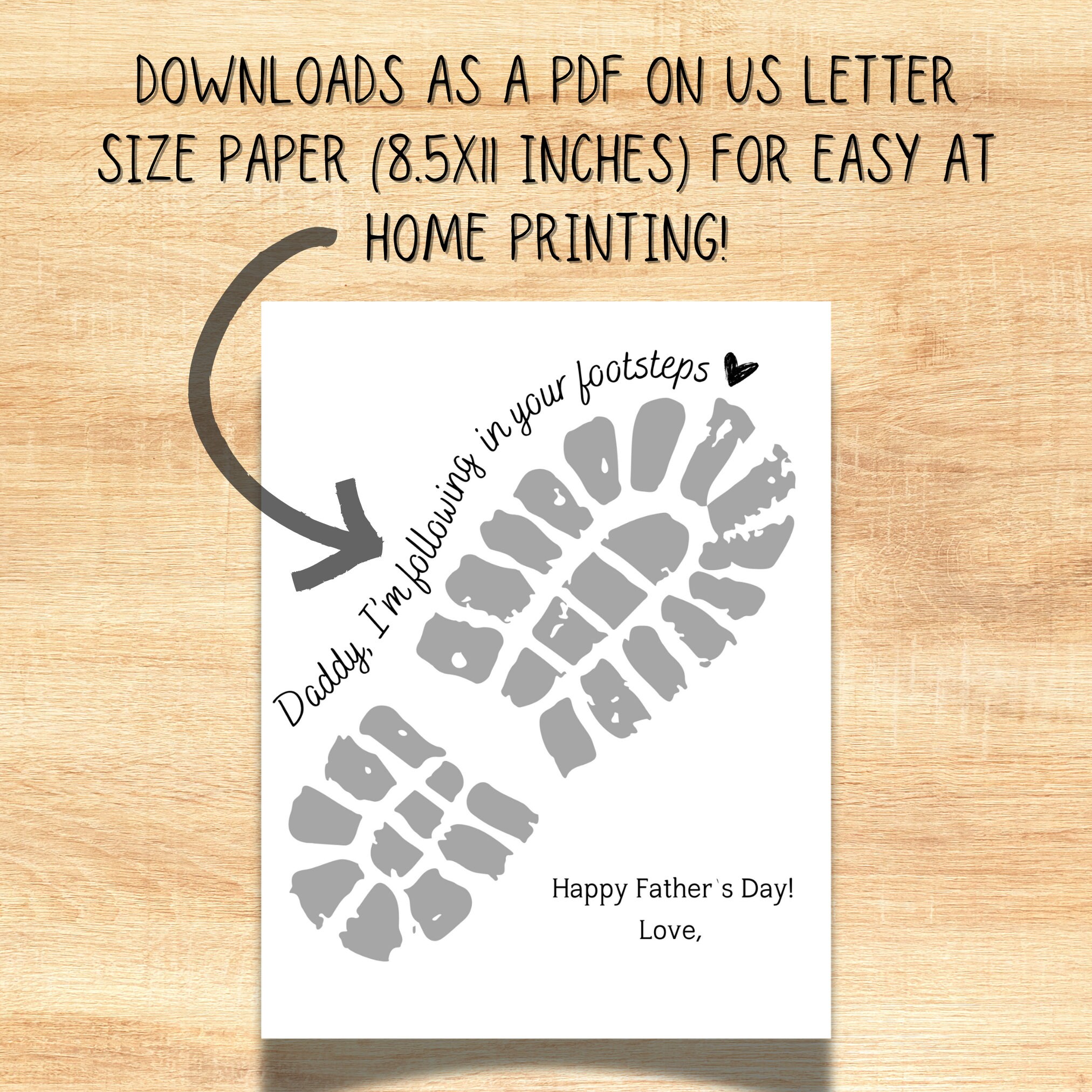 Father's Day Footprint Keepsake Fathers Day Card Fathers Day Gift