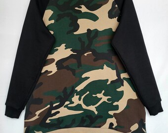 Warm military motifs hoodie for women