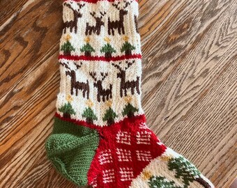 Christmas Stocking Knitting Pattern Dancing Deer - Etsy