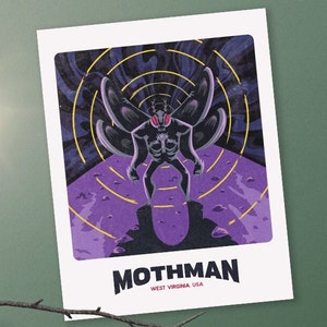 Mothman Travel Poster - Mothman - Moth man monster - Monster Prints - Cryptozoology - Cryptids - Unique Gifts - Funny Gifts - Gifts for Him