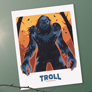 Troll Travel Poster - Scandinavia - Trolls - Monster Prints - Cryptozoology - Cryptids - Unique Gifts - Funny Gifts - Gifts for Him