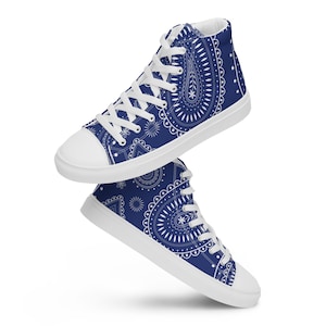 Men&#39;s blue high-top canvas sneakers