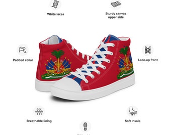 Red and blue HOMME Haiti canvas high-top sneakers