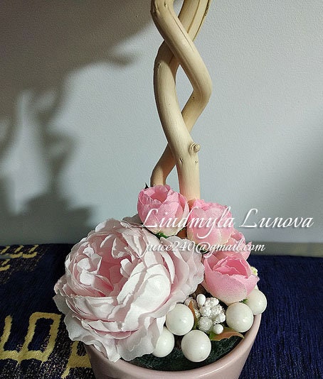Hand Made Crafts, Topiary Tree, Pink Flowers, Roses Topiary Mothers ...