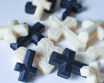 Black and White Cross Wax Melts - Minimalist - Spooky Season - Halloween Decor - Hand Poured Scented Wax Melts