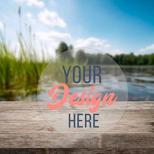 Outdoor background mock up, rustic wood table mockups for product, nature water stock photo, table background mock up, digital download