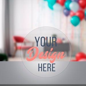 Party Background Mockup, Table Mockup for Product, Birthday Backdrop, Air Balloon Mockup, Empty Table for Cup, Digital Background 4:3