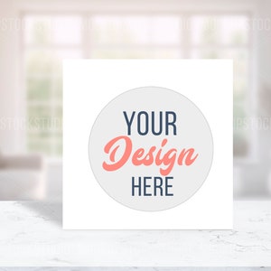 Square white greeting card mockup, minimal invitation mock up, card display mockup, JPG instant download, blank square card mockup