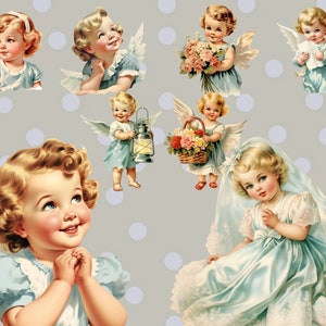 Retro Angel Clipart - Vintage Angels Clip Art, Retro Girls