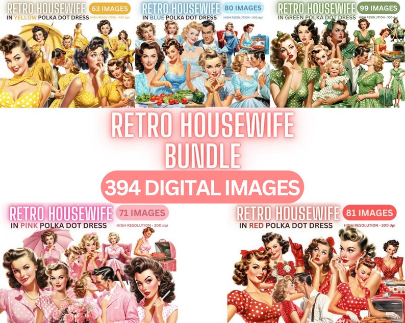 Retro Housewives Clipart Bundle 394 IMAGES Vintage House Etsy